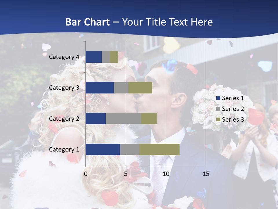 A Bride And Groom Kissing In Front Of Confetti PowerPoint Template