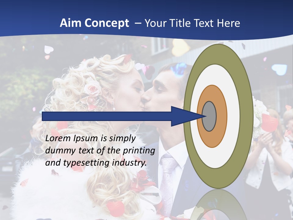 A Bride And Groom Kissing In Front Of Confetti PowerPoint Template