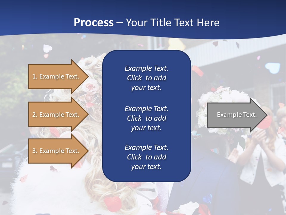 A Bride And Groom Kissing In Front Of Confetti PowerPoint Template