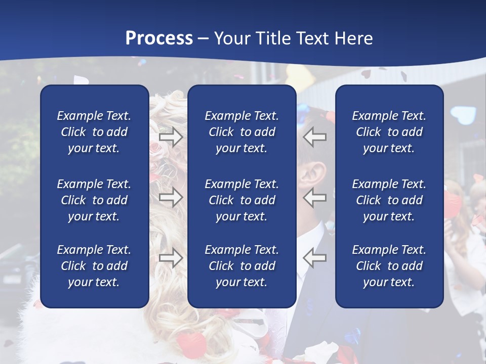 A Bride And Groom Kissing In Front Of Confetti PowerPoint Template