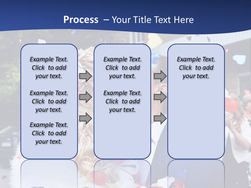 A Bride And Groom Kissing In Front Of Confetti PowerPoint Template