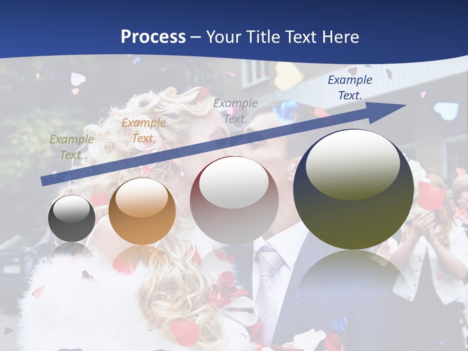 A Bride And Groom Kissing In Front Of Confetti PowerPoint Template