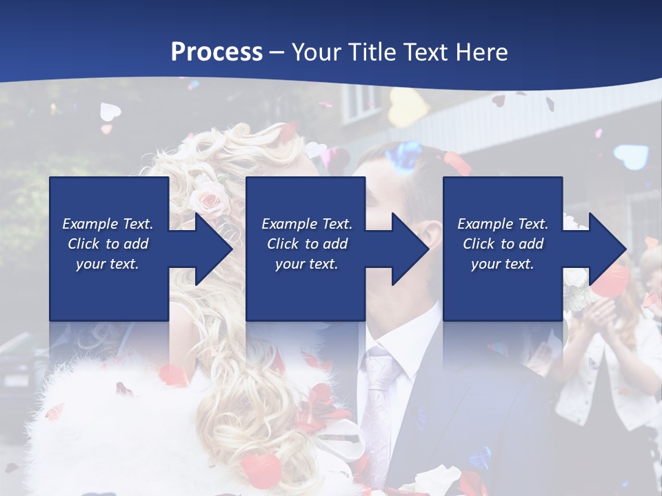 A Bride And Groom Kissing In Front Of Confetti PowerPoint Template