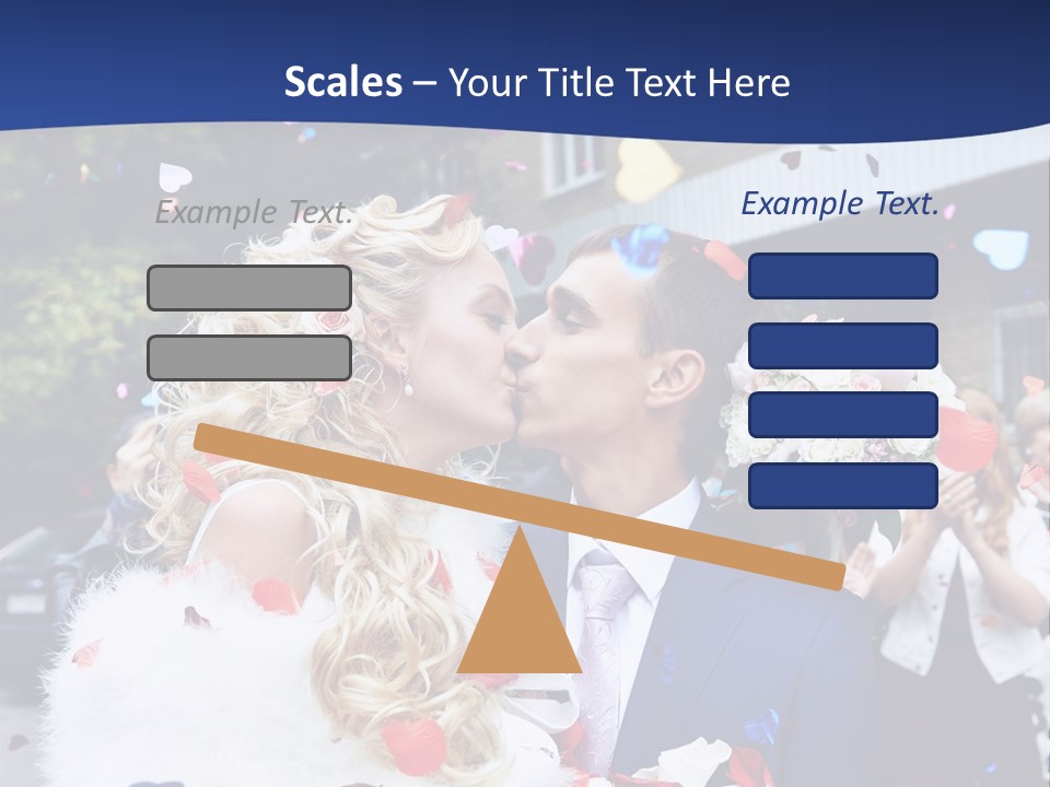 A Bride And Groom Kissing In Front Of Confetti PowerPoint Template