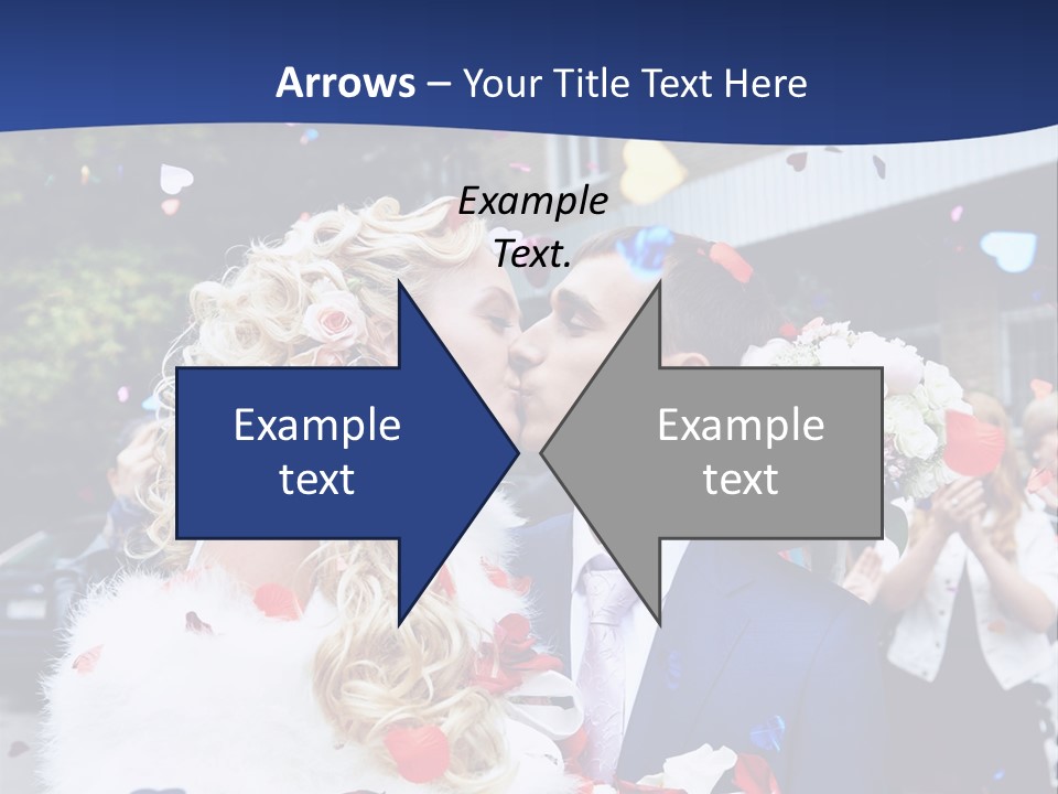 A Bride And Groom Kissing In Front Of Confetti PowerPoint Template