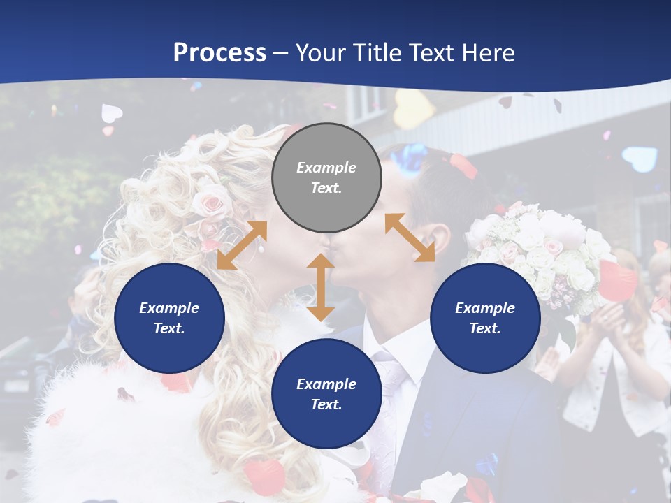 A Bride And Groom Kissing In Front Of Confetti PowerPoint Template