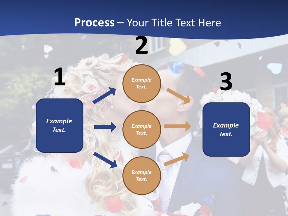 A Bride And Groom Kissing In Front Of Confetti PowerPoint Template