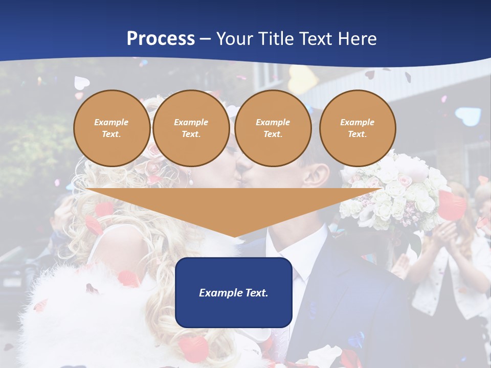 A Bride And Groom Kissing In Front Of Confetti PowerPoint Template