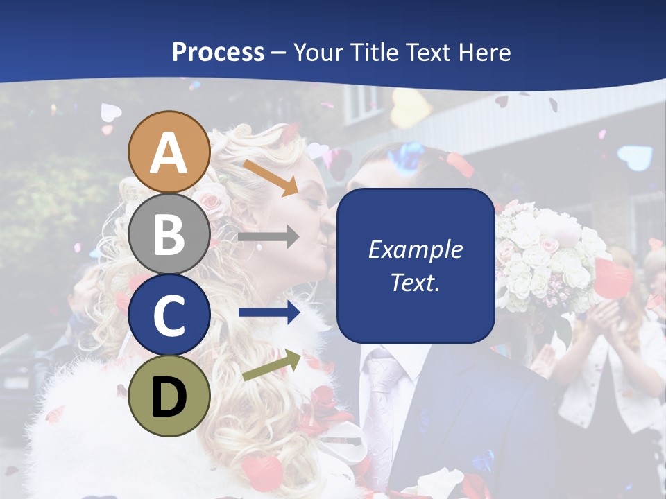 A Bride And Groom Kissing In Front Of Confetti PowerPoint Template