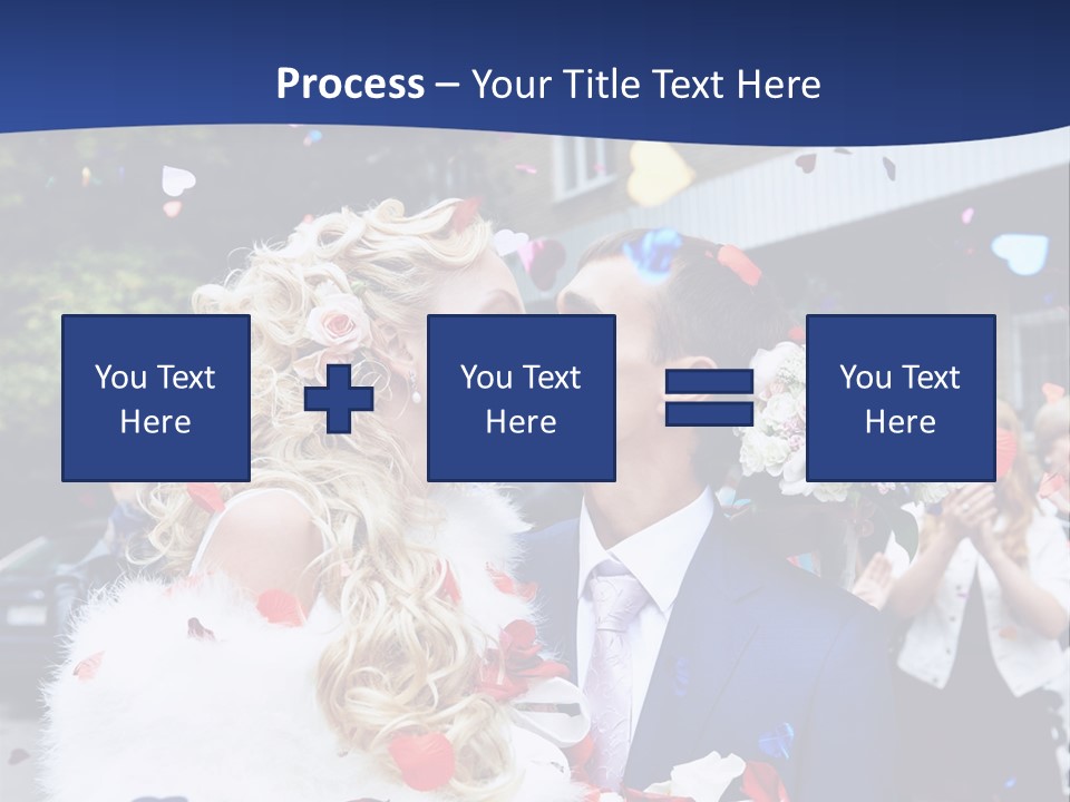 A Bride And Groom Kissing In Front Of Confetti PowerPoint Template