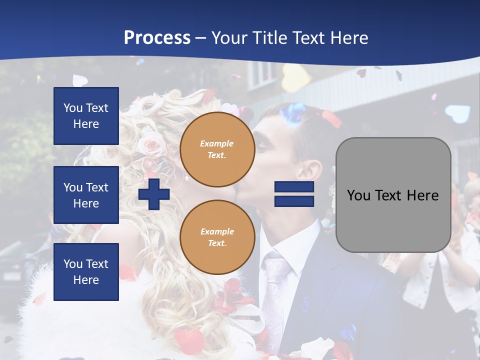 A Bride And Groom Kissing In Front Of Confetti PowerPoint Template