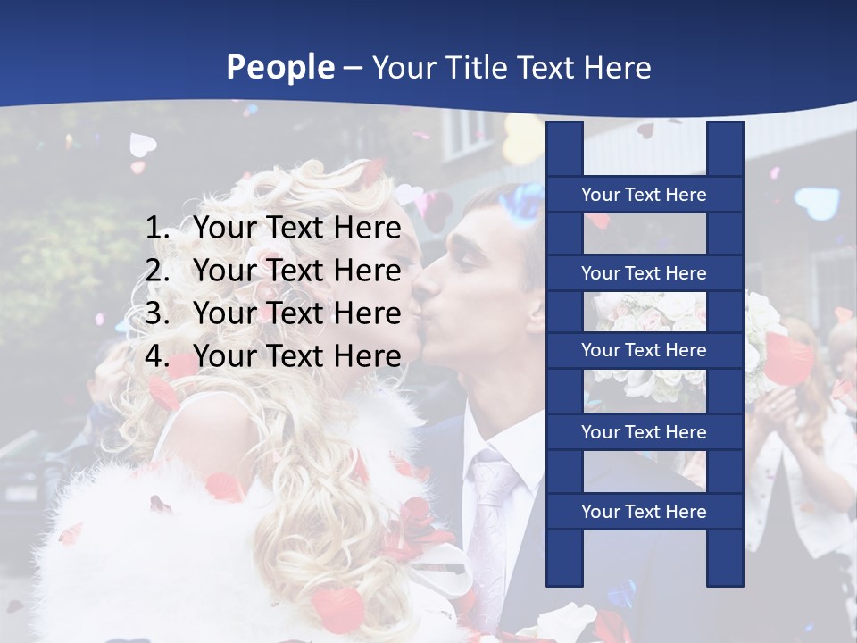 A Bride And Groom Kissing In Front Of Confetti PowerPoint Template