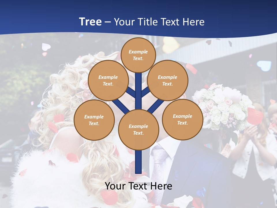 A Bride And Groom Kissing In Front Of Confetti PowerPoint Template