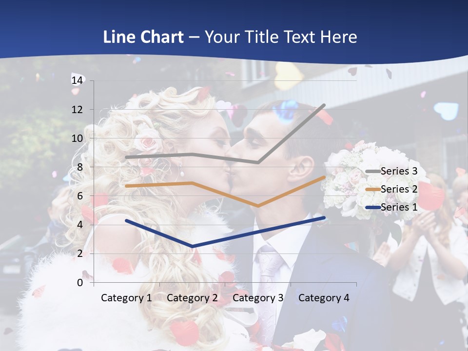 A Bride And Groom Kissing In Front Of Confetti PowerPoint Template