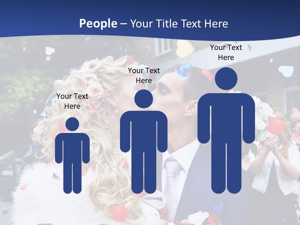 A Bride And Groom Kissing In Front Of Confetti PowerPoint Template