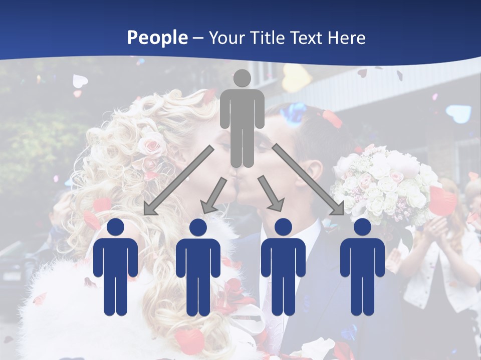 A Bride And Groom Kissing In Front Of Confetti PowerPoint Template