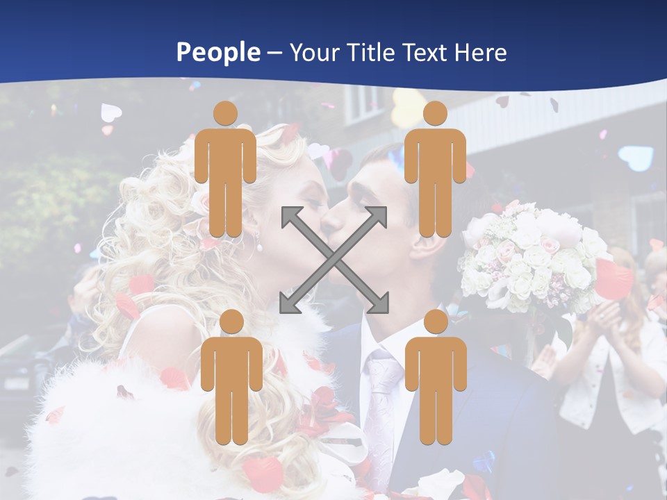 A Bride And Groom Kissing In Front Of Confetti PowerPoint Template