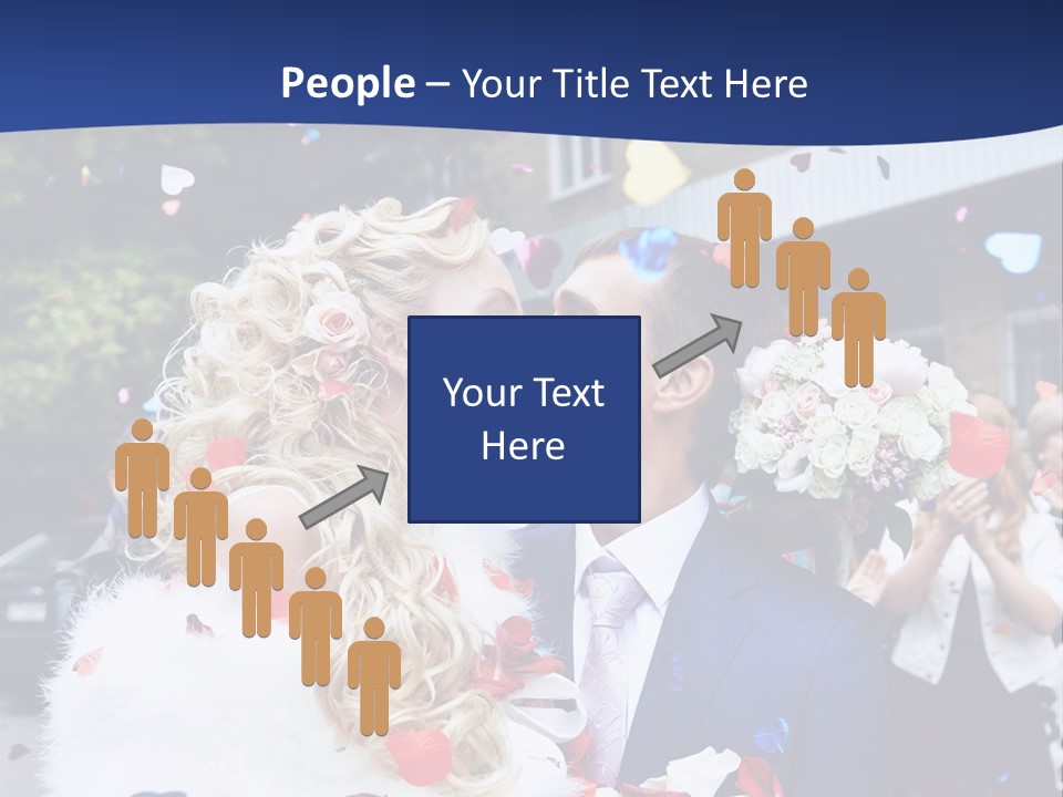 A Bride And Groom Kissing In Front Of Confetti PowerPoint Template