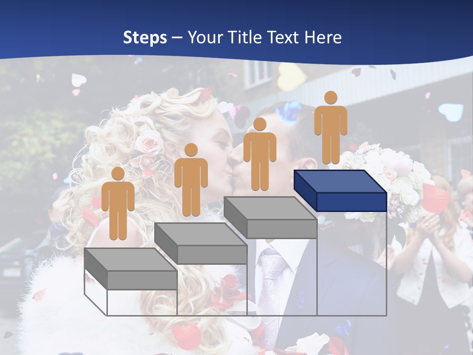 A Bride And Groom Kissing In Front Of Confetti PowerPoint Template