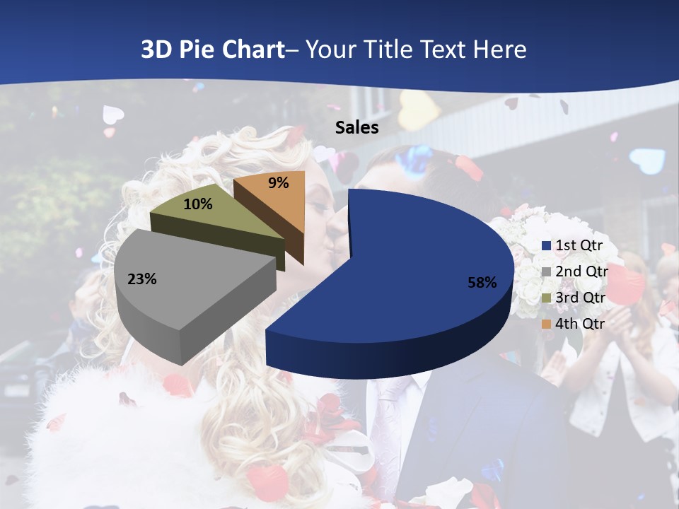 A Bride And Groom Kissing In Front Of Confetti PowerPoint Template