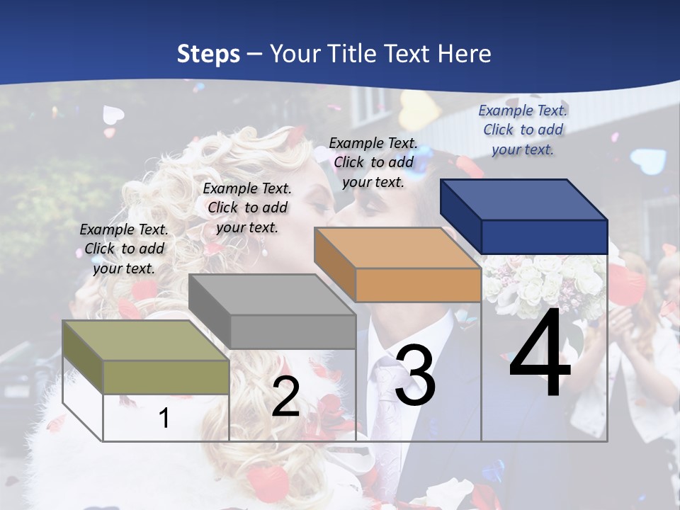 A Bride And Groom Kissing In Front Of Confetti PowerPoint Template