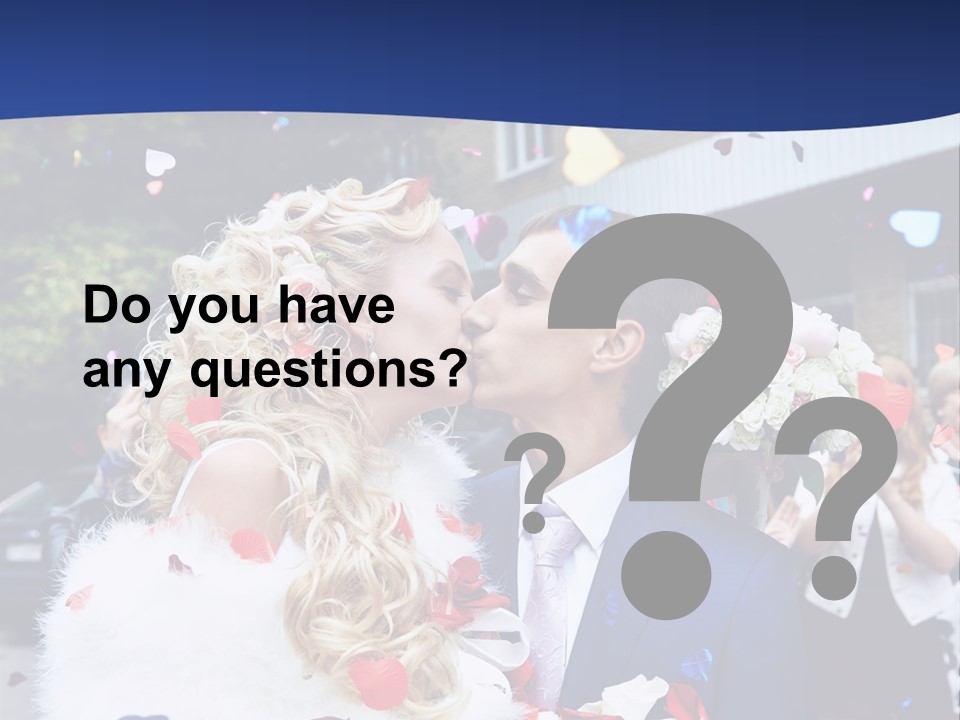 A Bride And Groom Kissing In Front Of Confetti PowerPoint Template