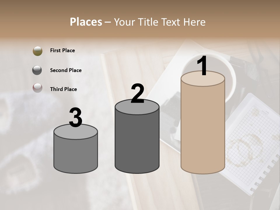 A Cup Of Coffee Sitting On Top Of A Wooden Table PowerPoint Template
