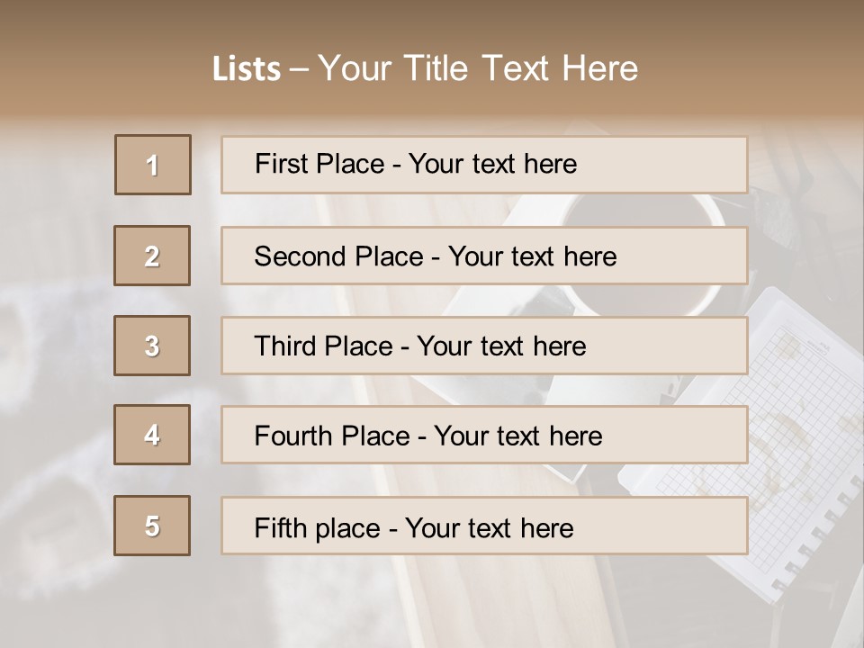 A Cup Of Coffee Sitting On Top Of A Wooden Table PowerPoint Template