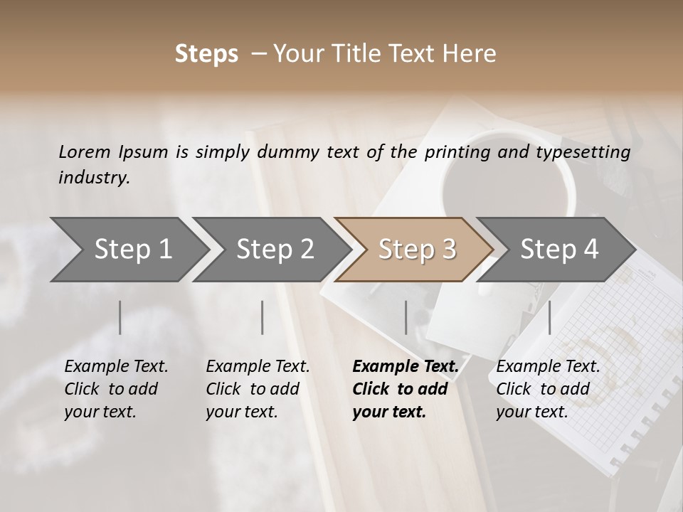 A Cup Of Coffee Sitting On Top Of A Wooden Table PowerPoint Template