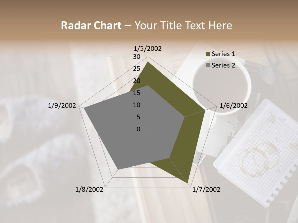 A Cup Of Coffee Sitting On Top Of A Wooden Table PowerPoint Template