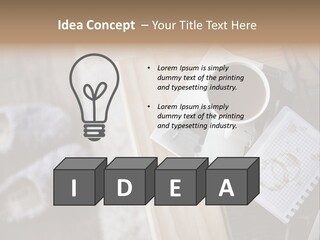A Cup Of Coffee Sitting On Top Of A Wooden Table PowerPoint Template