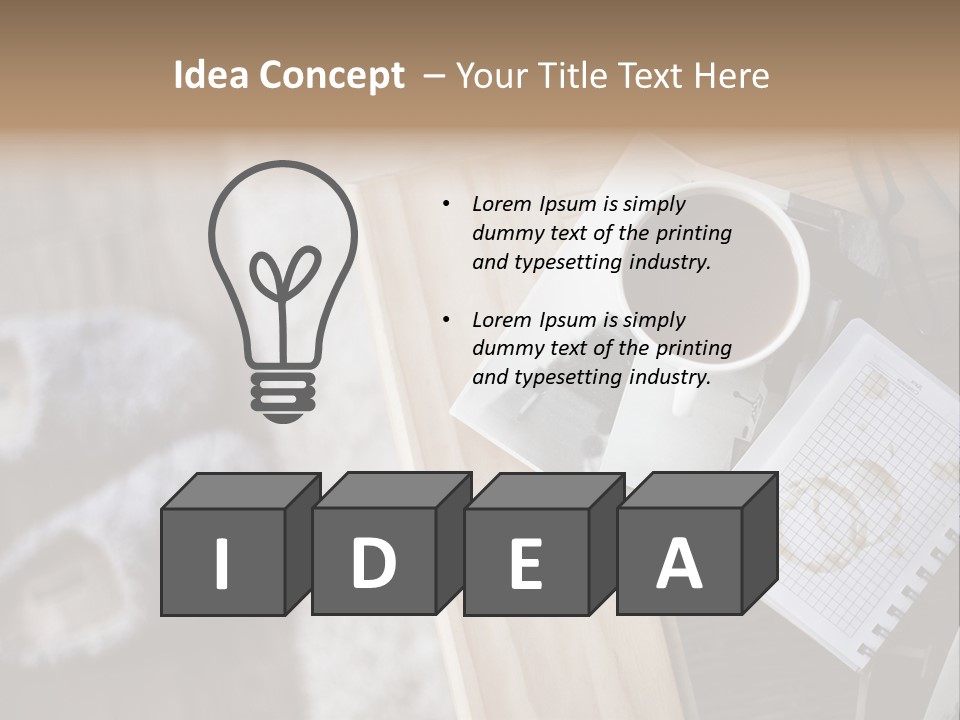 A Cup Of Coffee Sitting On Top Of A Wooden Table PowerPoint Template