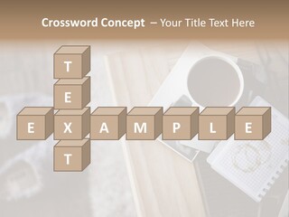 A Cup Of Coffee Sitting On Top Of A Wooden Table PowerPoint Template