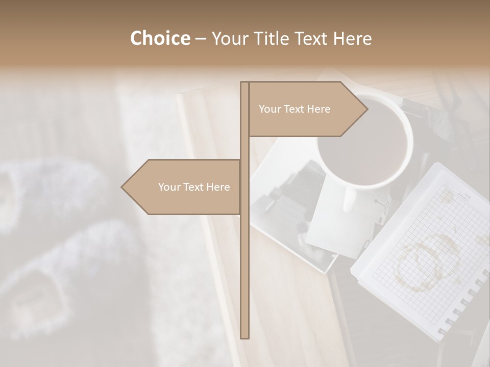 A Cup Of Coffee Sitting On Top Of A Wooden Table PowerPoint Template
