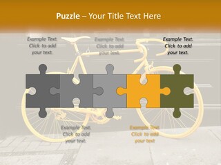 A Yellow Bicycle Parked On The Side Of A Building PowerPoint Template