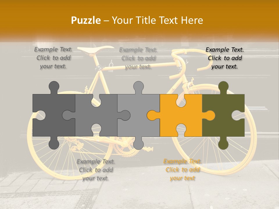 A Yellow Bicycle Parked On The Side Of A Building PowerPoint Template