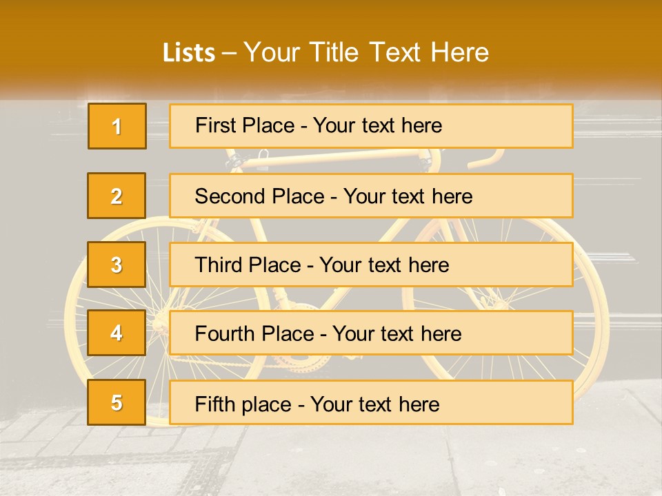 A Yellow Bicycle Parked On The Side Of A Building PowerPoint Template