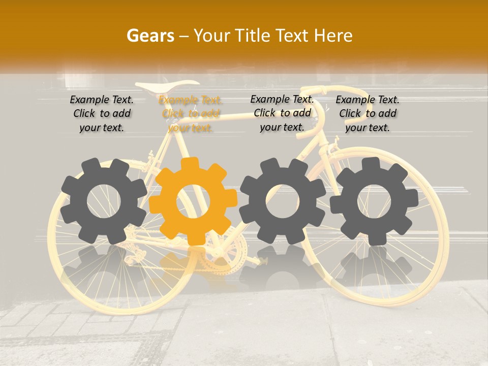A Yellow Bicycle Parked On The Side Of A Building PowerPoint Template