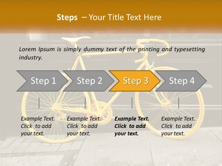 A Yellow Bicycle Parked On The Side Of A Building PowerPoint Template