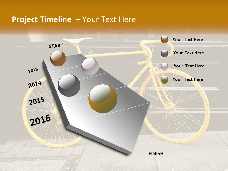 A Yellow Bicycle Parked On The Side Of A Building PowerPoint Template