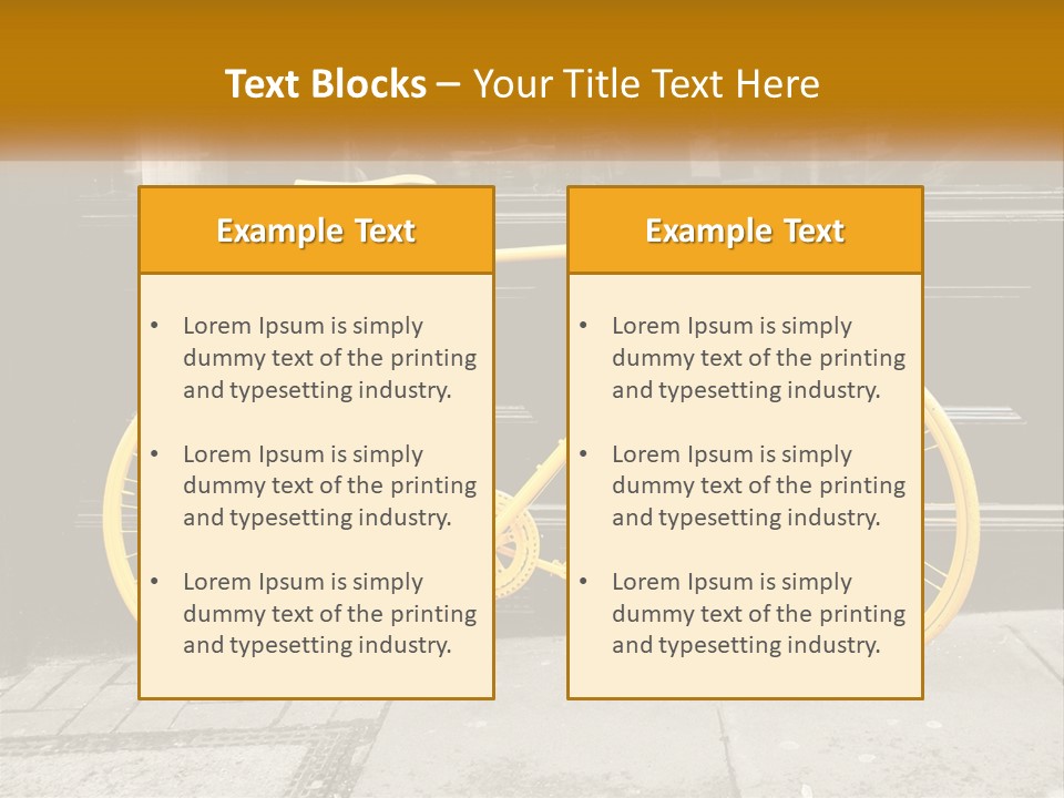 A Yellow Bicycle Parked On The Side Of A Building PowerPoint Template