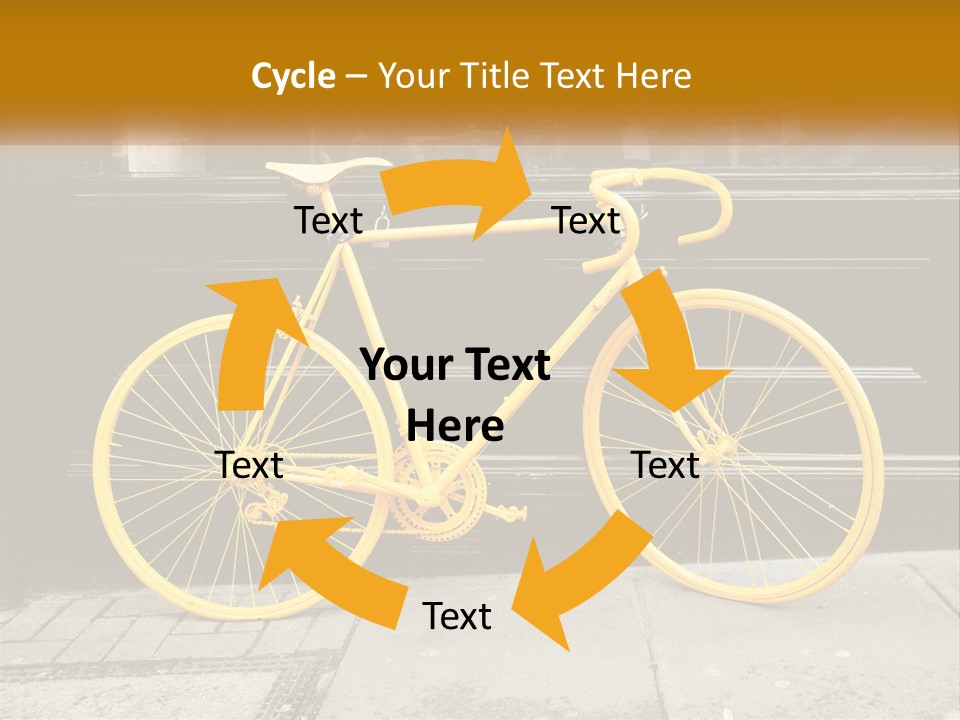 A Yellow Bicycle Parked On The Side Of A Building PowerPoint Template