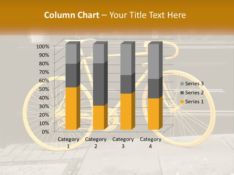 A Yellow Bicycle Parked On The Side Of A Building PowerPoint Template