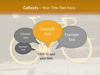 A Yellow Bicycle Parked On The Side Of A Building PowerPoint Template