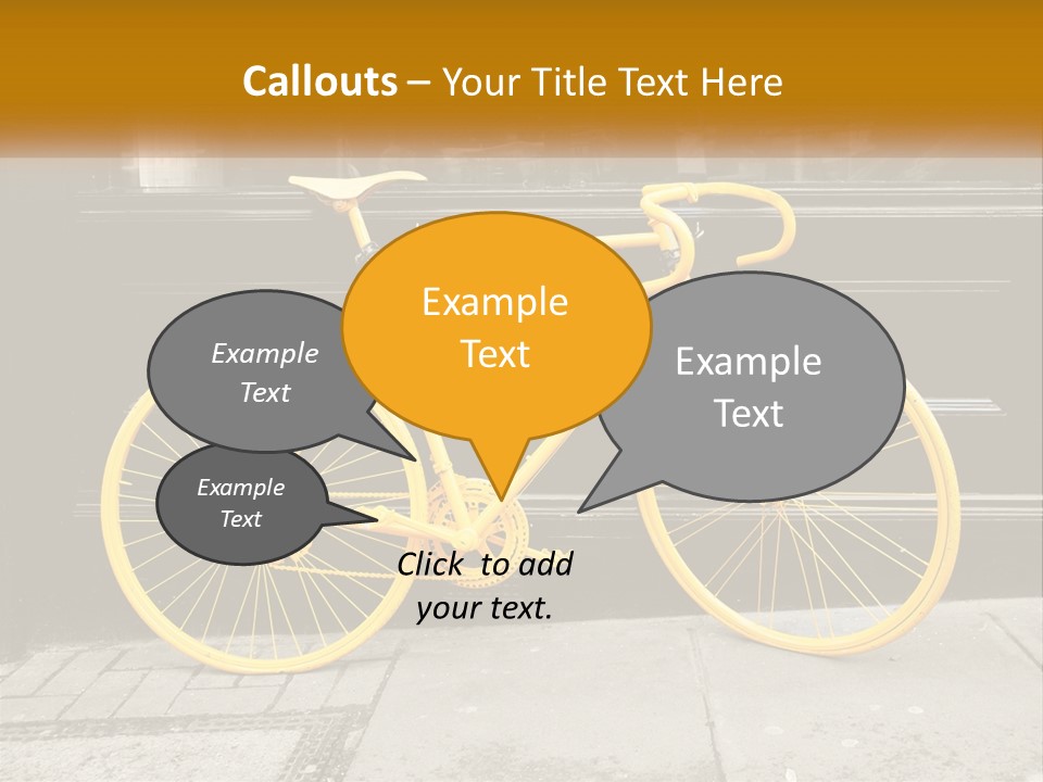 A Yellow Bicycle Parked On The Side Of A Building PowerPoint Template