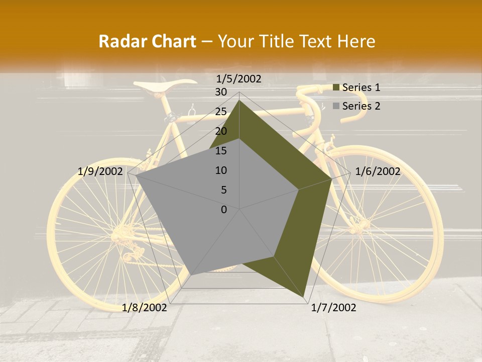 A Yellow Bicycle Parked On The Side Of A Building PowerPoint Template