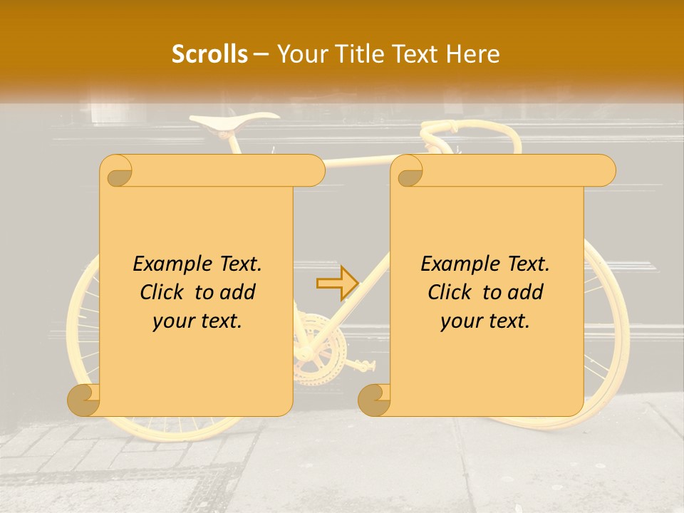 A Yellow Bicycle Parked On The Side Of A Building PowerPoint Template