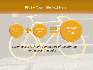 A Yellow Bicycle Parked On The Side Of A Building PowerPoint Template