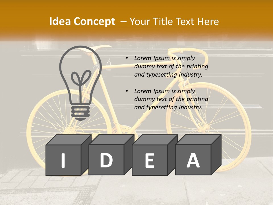 A Yellow Bicycle Parked On The Side Of A Building PowerPoint Template