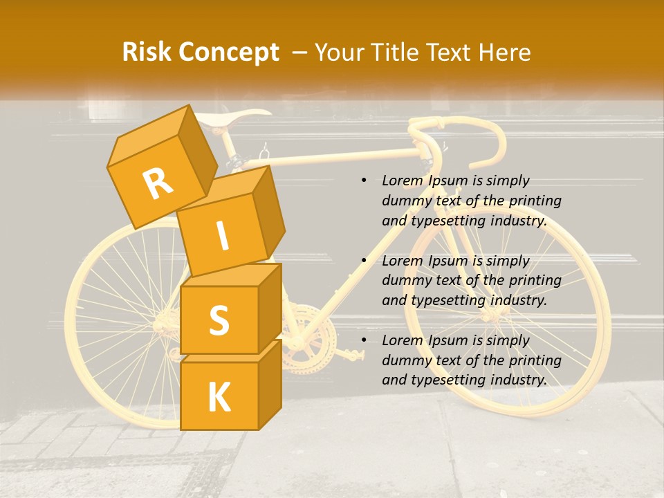 A Yellow Bicycle Parked On The Side Of A Building PowerPoint Template